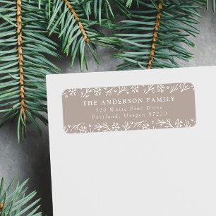 Elegant Snowflakes Taupe Holiday Return Address Label