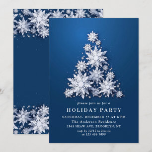 Elegant Snowflakes Tree Holiday CHRISTMAS PARTY Invitation