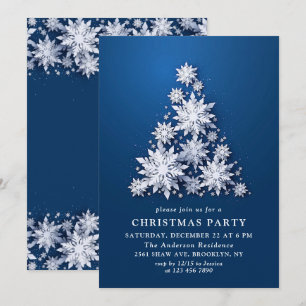 Elegant Snowflakes Tree Holiday CHRISTMAS PARTY Invitation