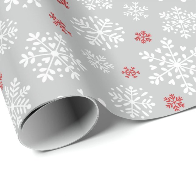 Elegant snowflakes white on grey wrapping paper (Roll Corner)
