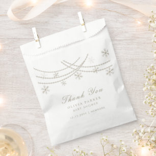 Elegant Snowflakes Winter Baby Shower Favour Bag