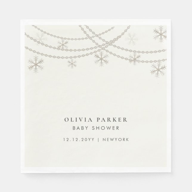 Elegant Snowflakes Winter Baby Shower Napkin (Front)