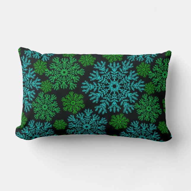 Elegant Snowflakes Winter Holiday Pattern Lumbar Cushion (Front)