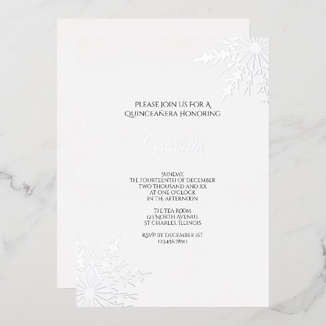 Elegant Snowflakes Winter Quinceañera (Front/Back)