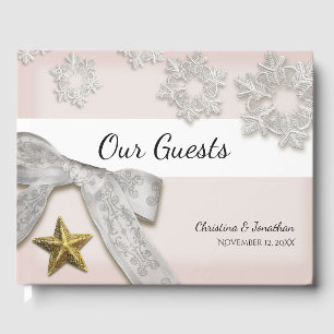 Elegant Snowflakes Winter Wedding Guest Book