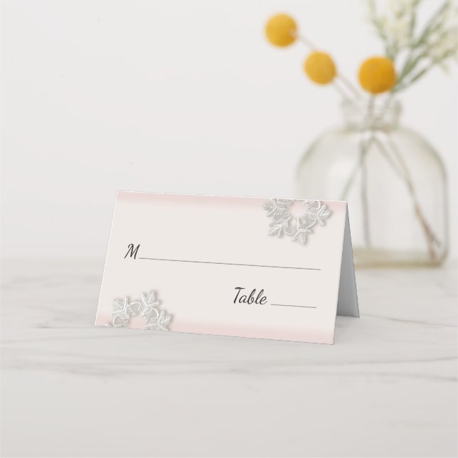 Elegant Snowflakes Winter Wedding Place Card (Front)