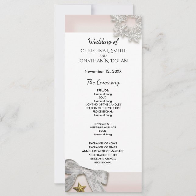 Elegant Snowflakes Winter Wedding Program (Front)