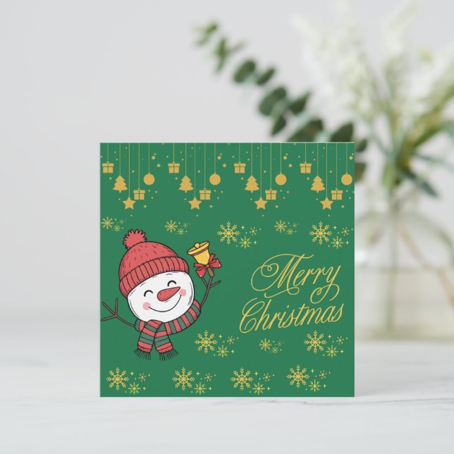 Elegant Snowman Christmas Card (Standing Front)
