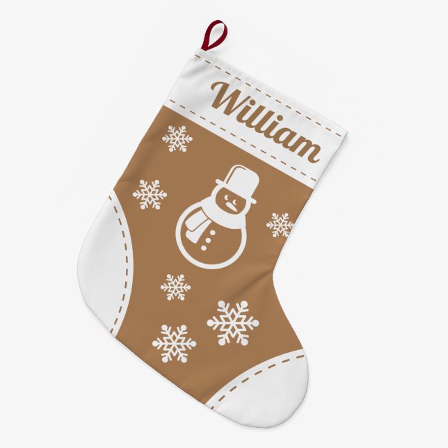 Elegant Snowman Christmas Stocking (Front (Hanging))