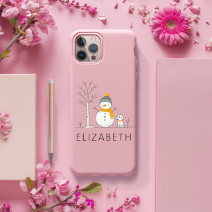 Elegant Snowman Holiday Vibes Light Pink iPhone 16 Case