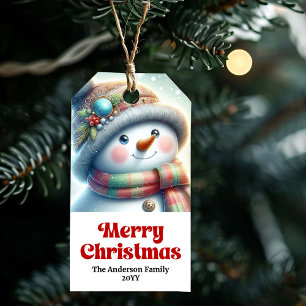Elegant Snowman Kids Gift Tag Personalized Xmas