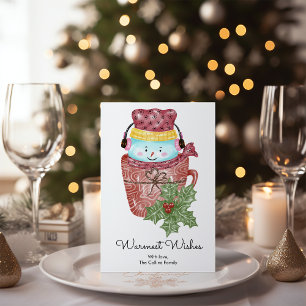 Elegant Snowman Mug Christmas Holiday Card