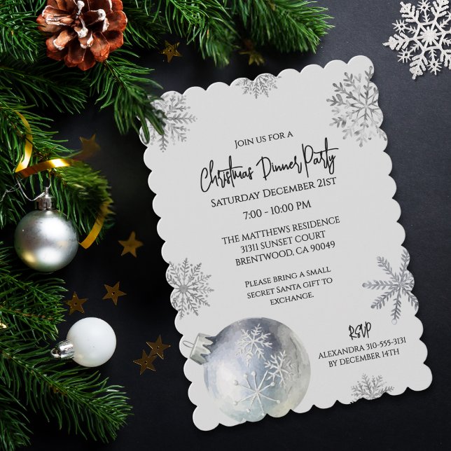 Elegant Snowy Christmas Holiday Party Invitation (Creator Uploaded)