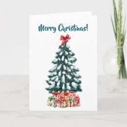 Elegant Snowy Christmas Tree White Card