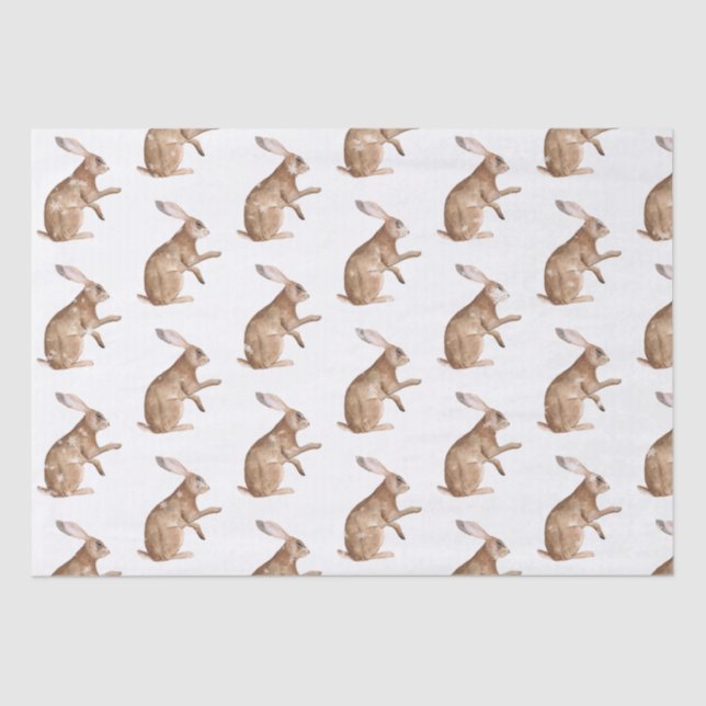 Elegant Snowy Winter Animals Hare Rabbit Tissue Paper (Front)