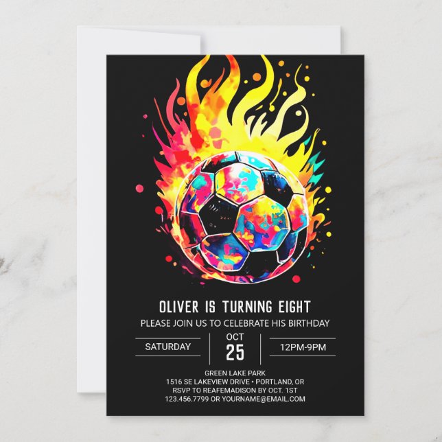 Elegant Soccer Children's Online Birthday  Invitation (Front)