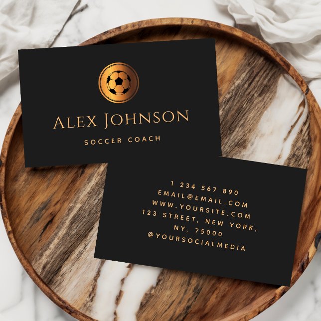  Elegant Soccer Coach Player Instructor Gold Ball Business Card (Creator Uploaded)