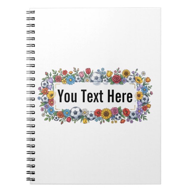Elegant Soccer Floral Frame Custom Invitation Notebook (Front)