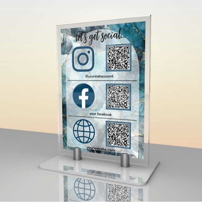 Elegant Social Media Sign With QR Code Table Card (Creator Uploaded)