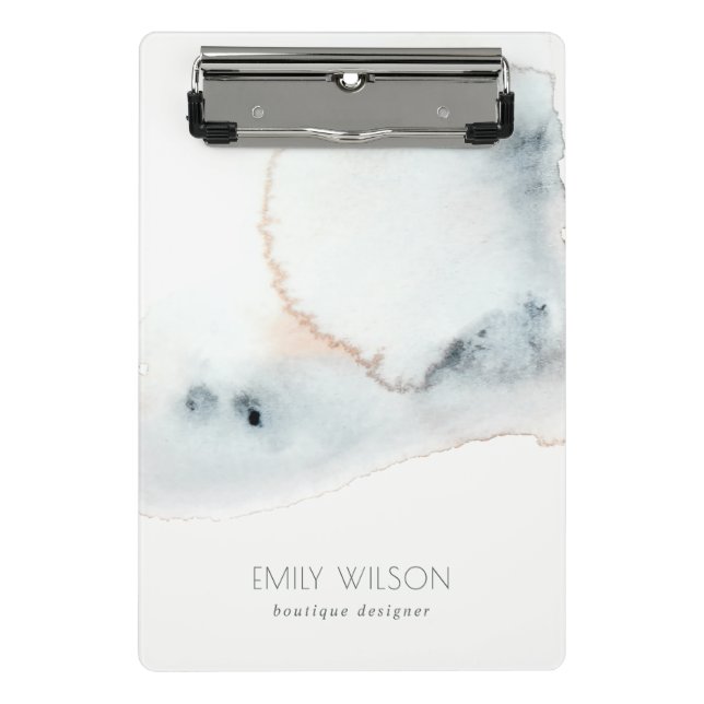 Elegant Soft Aqua Blue Gold Watercolor Beachy Mini Clipboard (Front)