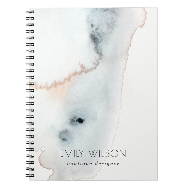 Elegant Soft Aqua Blue Gold Watercolor Beachy Notebook (Front)