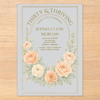 Elegant Soft Arch Garden Floral Birthday Acrylic Invitations