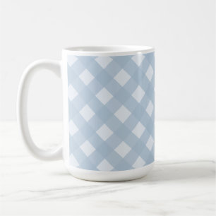 Elegant Soft Blue and White Chequered Pattern Coffee Mug