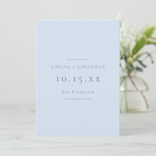 Elegant Soft Blue Formal Minimalist Wedding  Save The Date