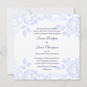 Elegant Soft Blue Rose Wedding Invitation