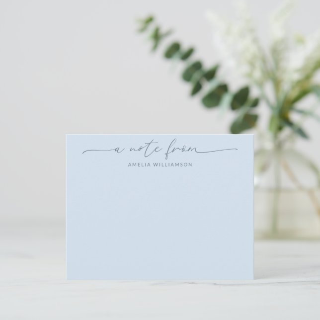 Elegant Soft Blue Script Calligraphy Personalised Card (Standing Front)