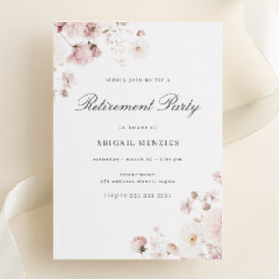 Elegant Soft Blush Flowers Womans Retirement Party Invitation