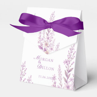 Elegant Soft Blush Lavender Floral Wedding Favour Box