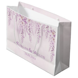Elegant Soft Blush Lavender Floral Wedding Large Gift Bag