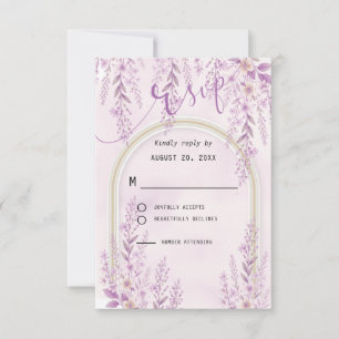 Elegant Soft Blush Lavender Floral Wedding  RSVP Card