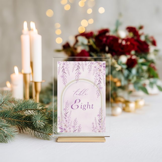 Elegant Soft Blush Lavender Wedding Table Number (Creator Uploaded)
