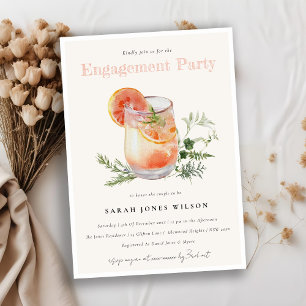 Elegant Soft Blush Pink Orange Cocktail Engagement Invitation