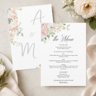Elegant Soft Blush Roses Wedding Menu