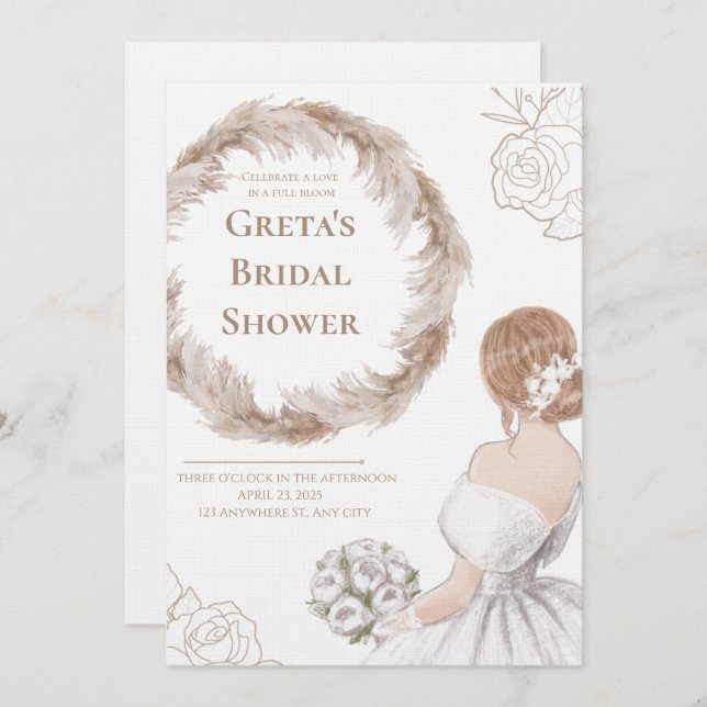 Elegant Soft Bridal Shower Invite (Front/Back)