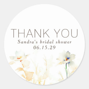 Elegant Soft Earthy Fall Shades Flowers Thank You Classic Round Sticker