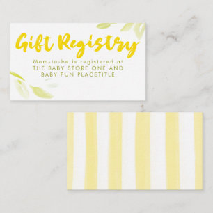 Elegant Soft Green and Yellow Gift Registry Shower Enclosure Card