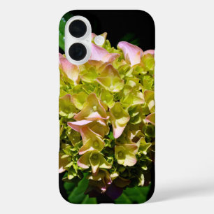 Elegant soft green pink floral hydrangeas iPhone 16 case