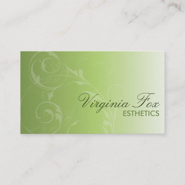 Elegant Soft Green Salon or Spa Business Card (Front)