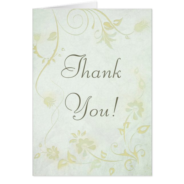 Elegant Soft Green Vintage Wedding Thank You (Front)