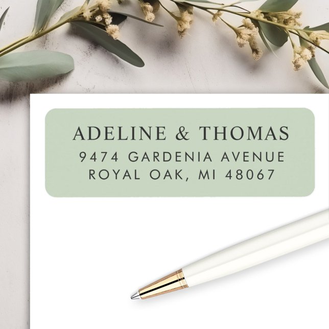 Elegant Soft Green Wedding Return Address Label (Creator Uploaded)