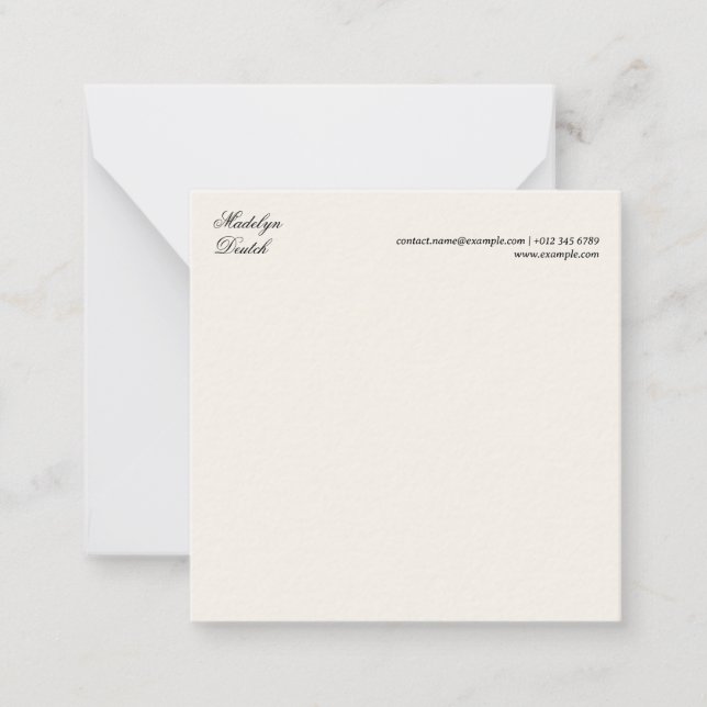 Elegant Soft Ivory Modern Note Card Design Style (Front)