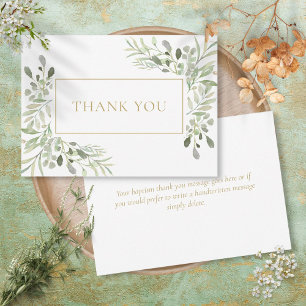 Elegant Soft Leaves Greenery Baptism Thank You Card