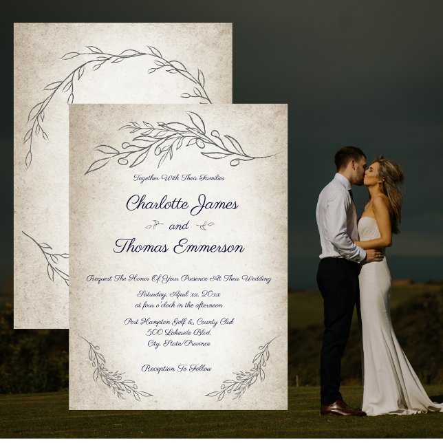 Elegant Soft Leaves Script Wedding Invitation (Creator Uploaded)