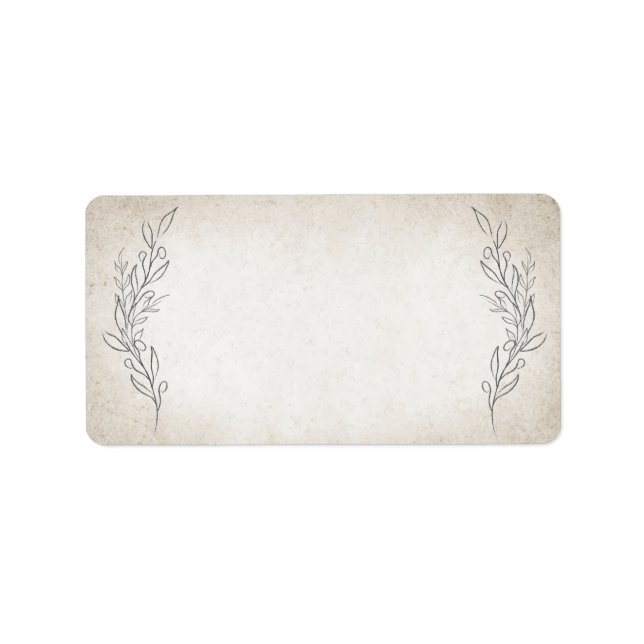 Elegant Soft Leaves Script Wedding Label (Front)