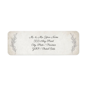Elegant Soft Leaves Script Wedding Return Address Return Address Label