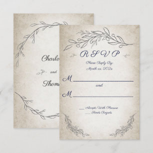 Elegant Soft Leaves Wedding RSVP Card